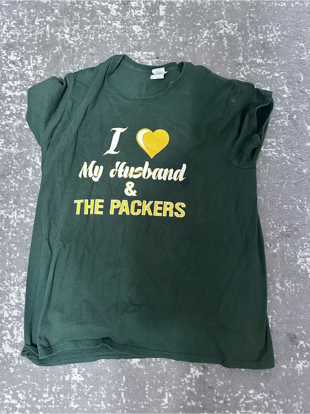 Gildan Dark Green Tee with Gold Team Heart Graphic